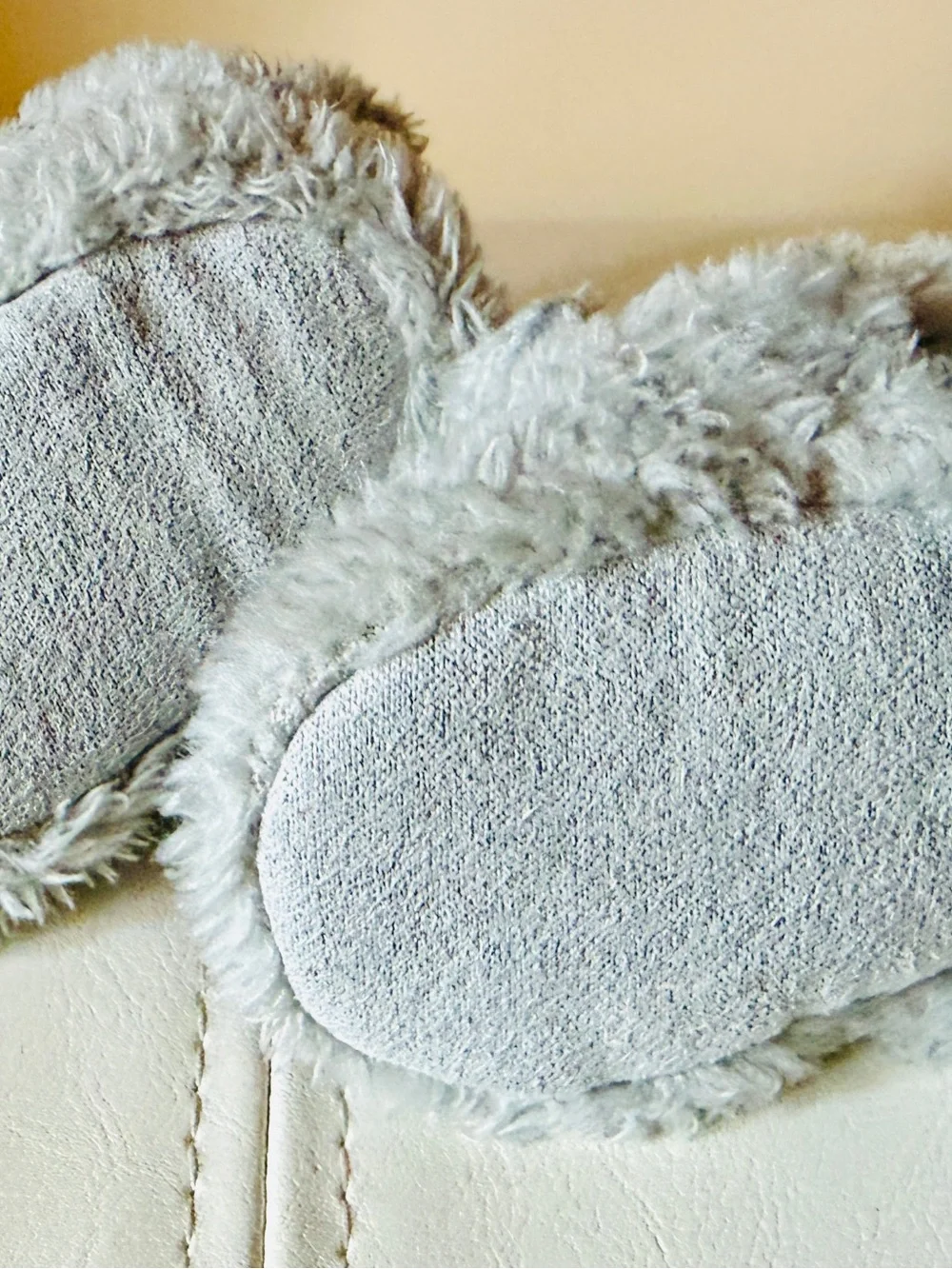 Plush Gray Baby Walker Slippers - Cozy Bear Design